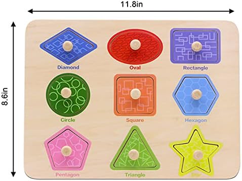 Aile Toddler Wooden Preschool Learning Shape Peg Puzzle Board Toys