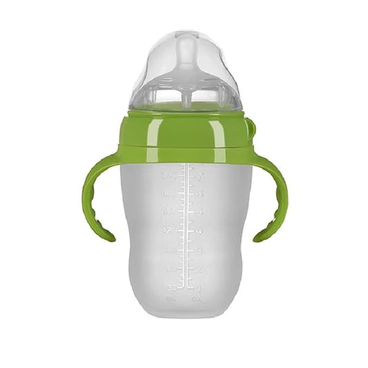 Baby Bottles (2 Pack) 8oz Nurture Nest Anti Colic Bottles with Easy to Hold Handles and Soothing Green Trim