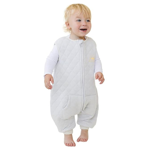 Tealbee DREAMSUIT: Toddler Sleep Sack with Feet 3T 4T - 1.2 TOG Four Season Baby Wearable Blanket for Walkers - Rayon made from Bamboo, Organic Cotton Sleeping Bag - Sunshine