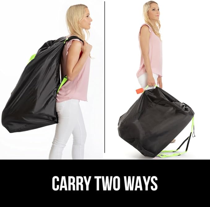 GORILLA GRIP Car Seat Travel Bag for Airplane Gate Check, Easy Carry Backpack Bags Cover Carseats, Infant Baby Carriers and Toddler Booster Seats for Airport, Child Air Travels Essential, Fluorescent