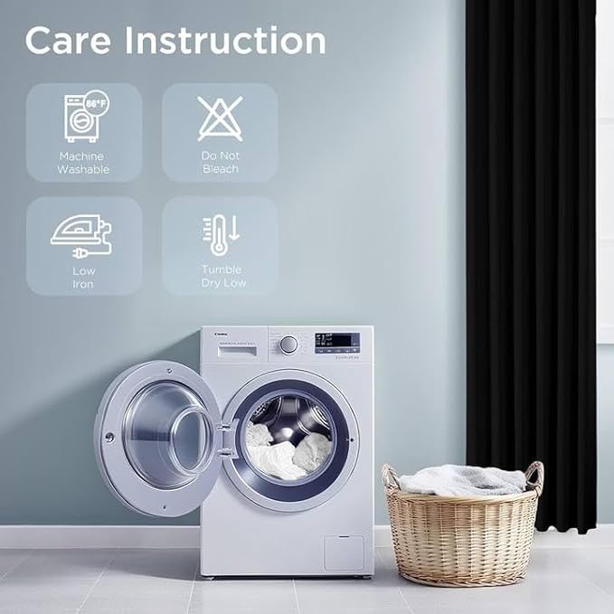 Joydeco Black Blackout Curtains 96 Inches, Thermal Insulated Long Curtains 2 Panels Set for Bedroom, Room Darkening Drapes for Living Room Window (W37 x L96 Inch, Black)