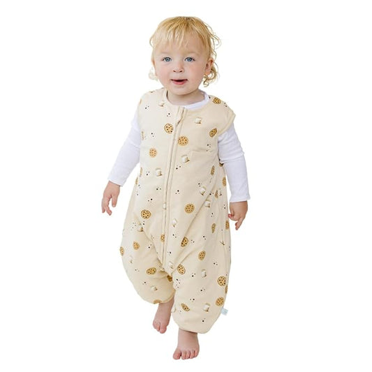 Tealbee Dreamsuit: Toddler Sleep Sack with Feet 12-18 Months, 18-24 Months - 1.5 TOG Winter Baby Wearable Blanket for Walkers - Rayon made from Bamboo, Organic Cotton Sleep Bag - Cookies