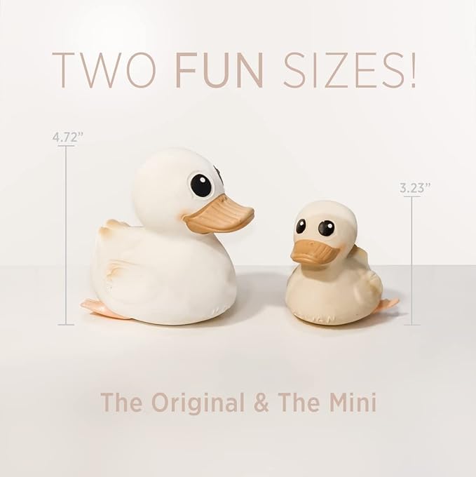 HEVEA Kawan Mini Rubber Duck - 100% Natural Rubber Baby Bath Toy - Eco Friendly, Perfect for Playing, Teething, and Bathing - Mold Free Bath Toys - Marshmallow White