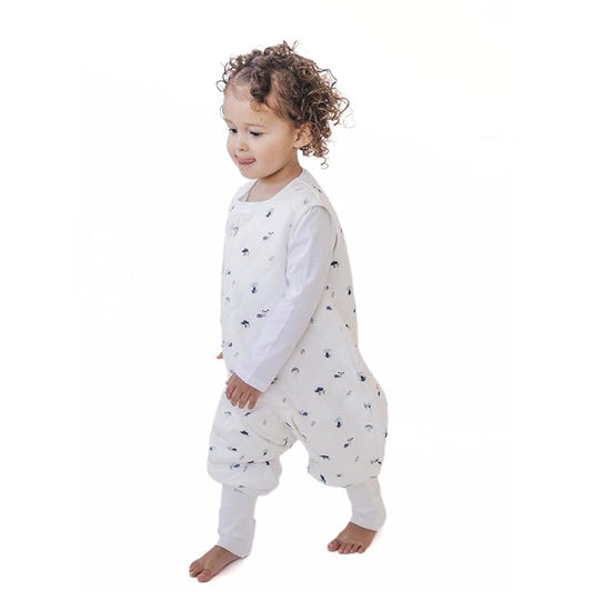 Tealbee Dreamsuit: Toddler Sleep Sack with Feet 3T 4T - 1.5 TOG Winter Baby Wearable Blanket for Walkers - Rayon made from Bamboo, Organic Cotton Sleep Bag - Mushroom