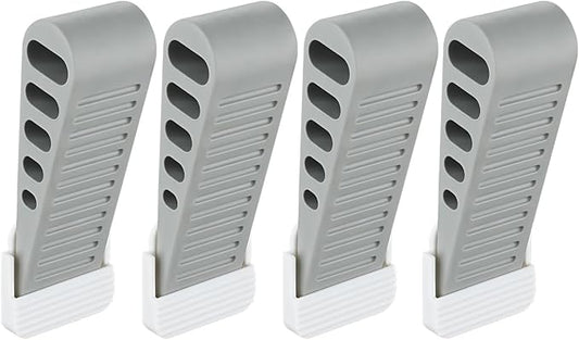 JQK Rubber Door Stopper Wedge, Grey 4 Pack Soft TPR Premium Door Stops for Bottom of Heavy Duty Door on Tile, Concrete, Carpet, Wooden Floor, DSB61-GY-P4