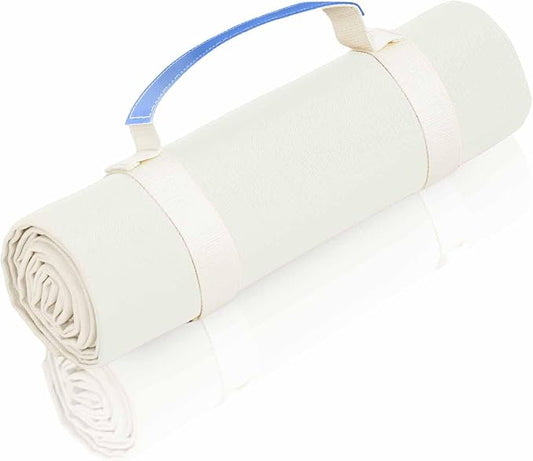 4’9” x 6’3” White Lightweight Water-Resistant Canvas Mat – Picnic, Outdoor, Beach, Park, Camping, Toy Mat