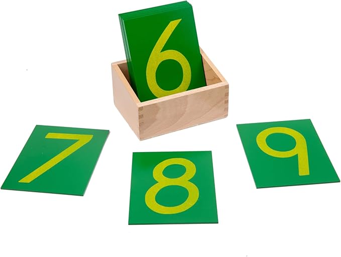 Adena Montessori Wooden Math Counting,Sandpaper Numbers with Box for Toddlers Kids,Early Development Math Material for Preschool Learning Education Toys,Sensory 0-9 Cards Montessori Flash Cards