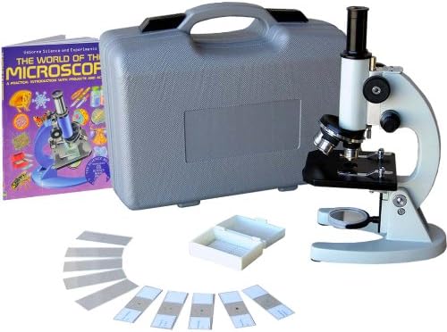 AmScope M60A-BTK Beginner Microscope Kit, Mirror Illumination, WF10x and WF16x Eyepieces, 40x-640x Magnification, Includes Case, 5 Blank Slides, 5 Prepared Slides, and Book