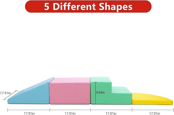 4-Piece Soft PU Leather Toddlers Climbing Toys, Baby Foam Climbing Blocks for Babies Toddlers, Waterproof Foam Play Gym Climber Structures for Toddler 3, Indoor Climb and Crawl Activity Play Set