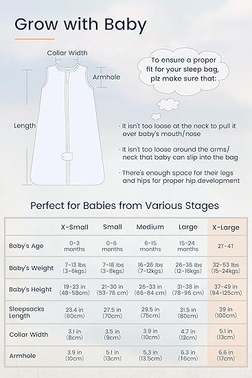 TotAha Toddler Sleep Sack 2T-3T-4T, 0.5 TOG Summer Light Sleeping Sacks, Soft Wearable Blanket Baby Sleep Bag with 2-way Zipper, X-Large