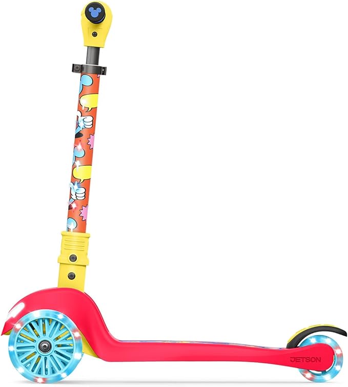 Jetson Character Kids Kick Scooter, LED Lights on Stem & Light-Up Wheels, Lightweight Frame, Height-Adjustable Handlebar, Lean-to-Steer System, Easy-Fold Mechanism