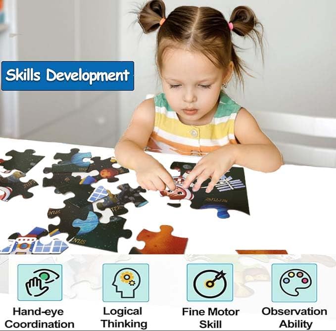 Jumbo Floor Puzzle for Kids, Large Jigsaw Puzzles 35 Piece for Kids Ages 3-5,Preschool Learning & Education Toys, Gifts for 4-8 Year Old Boys and Girls (Solar System Planet)