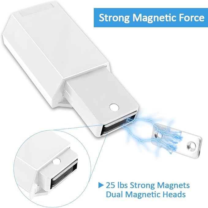 Heavy Duty Push to Open Door Latch,10 Pack White Magnetic Push Latches, Hidden Push Touch Latch Hardware for Push to Open Cabinet,Magnetic Door Catch for Cabinet Drawer Wardrobe Kitchen Door