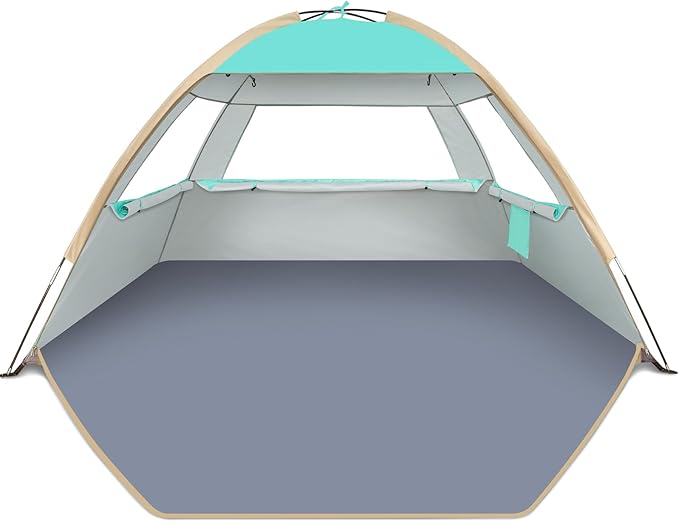 Gorich Beach Tent Sun Shelter for 3/4-5/6-7/8-10 Person with UPF 50＋ UV Protection, Lightweight & Easy Setup Beach Shade Canopy, Portable Beach Shade Tent Beach Cabana