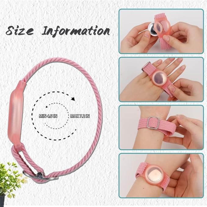 2 Pack Kids Bracelet Compatible with AirTag, GPS Kid Tracker Holder Braided Wristband for Apple Air Tag, 2022 Upgraded Nylon Adjustable Anti Lost Airtag Watch Band for Kids Children Elders