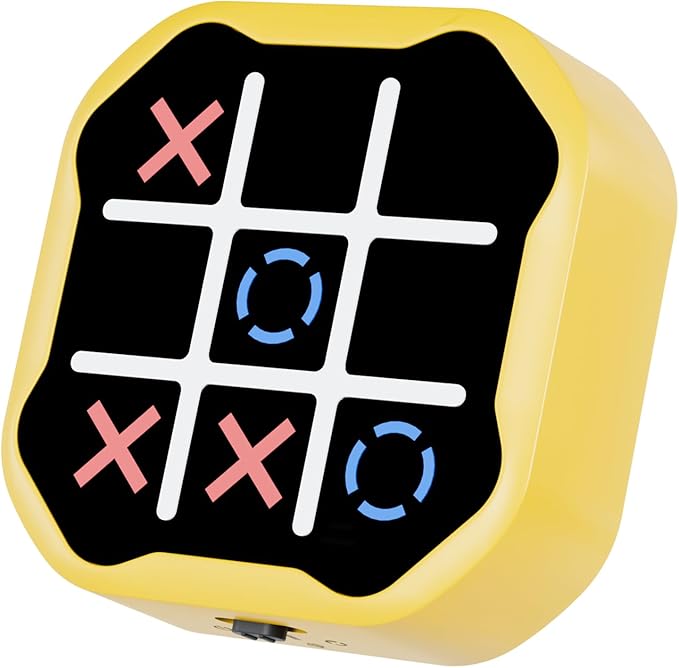 3 in 1 Electronic Tic Tac Toe Game, Handheld Digital Tic Tac Toe Bolt Game with Silent Mode, Portable Learing Toy Gift for Kids & Adults, Yellow