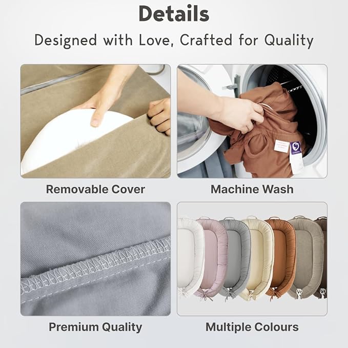 Infant Lounger, Baby Nest Cover for Baby Girls & Boys, Newborn Essentials for Baby 0-18 Months, 100% Cotton Breathable (Spring Green)