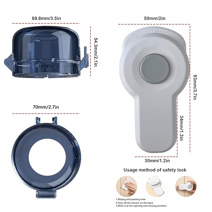 5+1 Packs Stove Knob Safety Covers, Childproof Oven Door Lock, Double-Key Design and Universal Size, Water Resistant Oil Resistant and High Temperature Resistant, for Home Kitchen Kids Pets Childproof