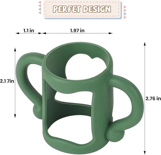 Bottle Handles for Dr. Brown's Narrow Baby, Wide-Neck, Removable Easy-Grip Transitional Sippy Cup Handles, 100% Silicone-BPA-Free Material, 4m+ (White, Green, Blue)