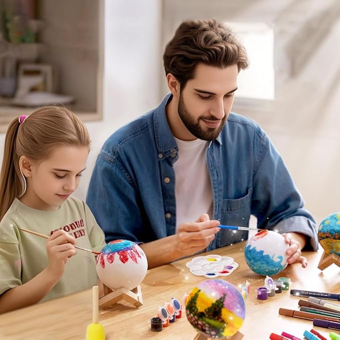 HOLA Paint Your Own Moon Lamp Kit, 2025 Update USB Rechargeable Remote Control, DIY Arts Supplies and Crafts Kit, Ages 6 7 8 9 10 11 12 13 Year Old Girls Boys Kids Birthday Gifts