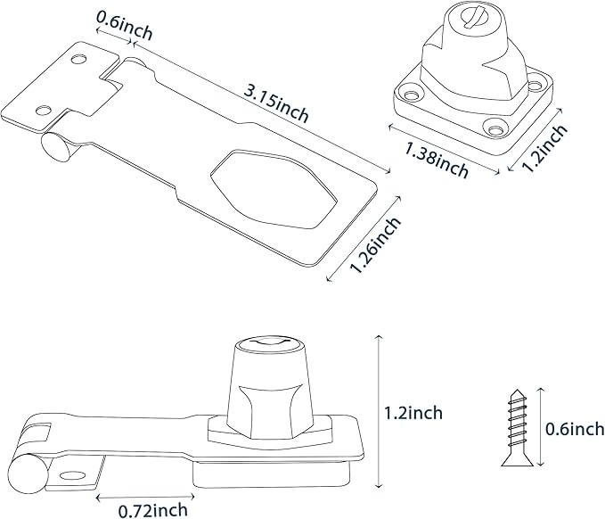 Alise Keyed Hasp Lock,3 Inch Safety Packlock Clasp Hasp Lock Latch with Lock,Door Hinge Lock with Keys Keyed Locking Hasp for Cabinets Closets Doors,Red Bronze
