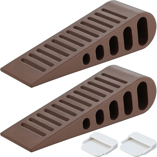 JQK Rubber Door Stopper Wedge, Bronze 2 Pack Soft TPR Premium Door Stops for Bottom of Heavy Duty Door on Tile, Concrete, Carpet, Wooden Floor, DSB61-ORB-P2