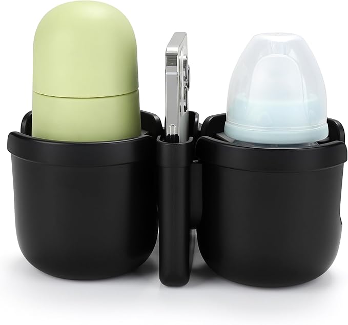 Accmor Stroller Cup Holder with Phone Holder, Universal Cup Holder for Uppababy Nuna Doona Strollers, 2-in-1 Bottle Phone Holder for Bike, Wheelchair, Walker, Scooter