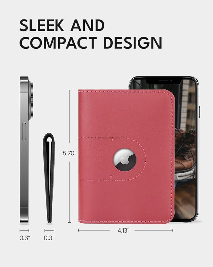 ALLIVE Genuine Leather Passport Holder with Airtag, Travel Must Haves Airport Essentials, Case Travel Gifts