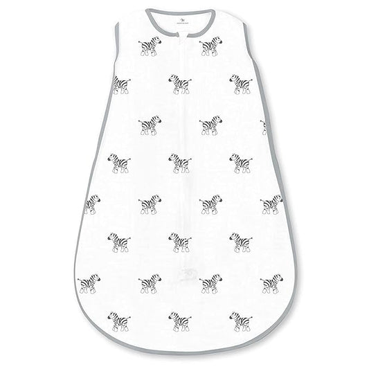 Amazing Baby Cotton Muslin Sleeping Sack, For Baby Boy or Girl, Wearable Blanket with 2-way Zipper, Zebras, Black, Medium (6-12 Month)