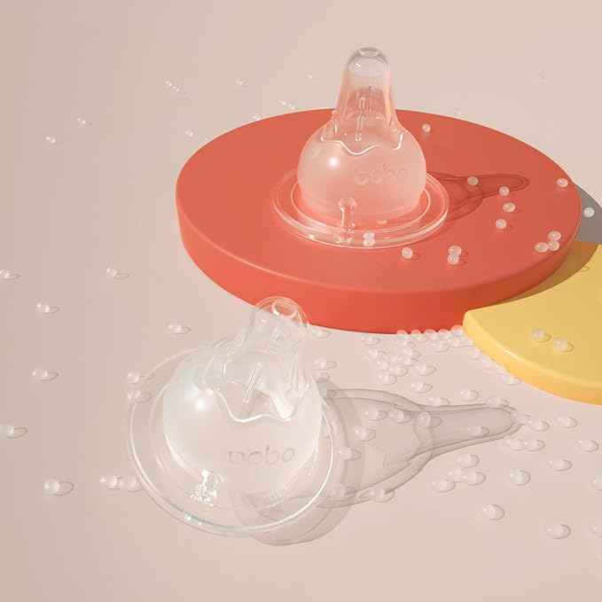 YOHKOH Natural Glass Baby Bottle with Natural Response Nipple, Newborn Anti-Colic Baby Bottles, Wide Neck Mushroom Cap Baby Bottle, Clear (3.4oz (Pack of 4), Blue)