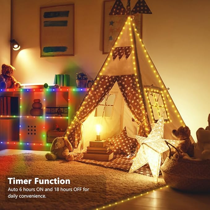 33ft Battery Operated String Lights, 100 LED Warm White & Multicolor Fairy String Lights Battery Powered w/Remote & Timer for Indoor Outdoor Christmas Trees Decoration Bedroom Patio