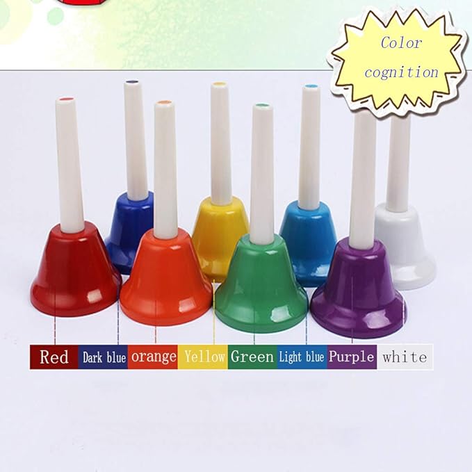 Handbells Set Metal Hand Bells Set Coloful Toddler Handbell Musical Toy 8 Note Diatonic For Kids Bells Instrument,Festival,Musical Teaching,Church Chorus,Wedding,Family Party