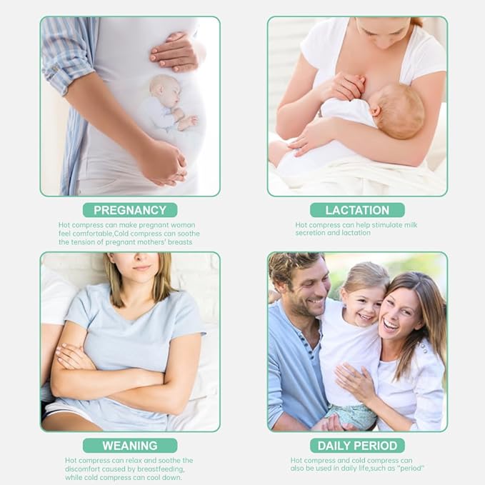 Hot/Cold Breast Gel Bead Ice Packs Breast Cooling/Heat Pads Relief for Breastfeeding, Nursing Pain, Mastitis, Engorgement, Swelling, Plugged Ducts | Boost Milk Let-Down & Production,2 Pack (Green)