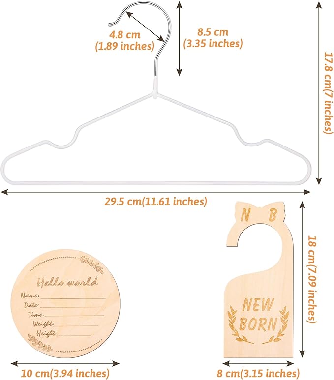 8Pcs Wooden Baby Closet Dividers for Baby Clothes Organizer, and 30Pcs Baby Hangers, Baby Closet Organizer Baby Clothes Dividers for New Mom Dad Parents, 0-24 Months, Large, SL0058