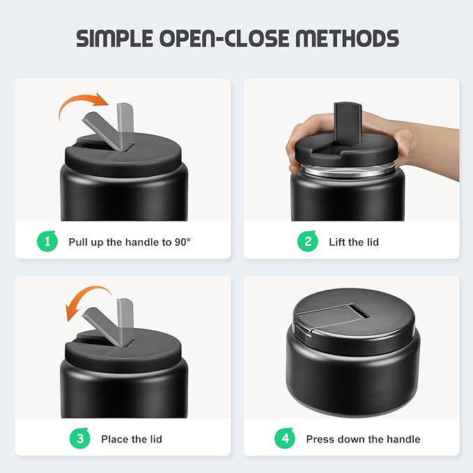 13.5oz Soup Thermo for Hot Food Kids with Buckle Lid Insulated Vacuum Food Jar Wide Mouth Leakproof Stainless Steel Lunch Container (Black)