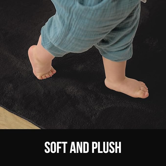 GORILLA GRIP Ultra Soft Washable Area Rug, 8x10, Stain and Slip Resistant Plush Thick Carpet for Bedroom Living Room, No Shed Floor Rugs, Pet Friendly, Dorm Essentials, Kids Nursery Home Decor, Black