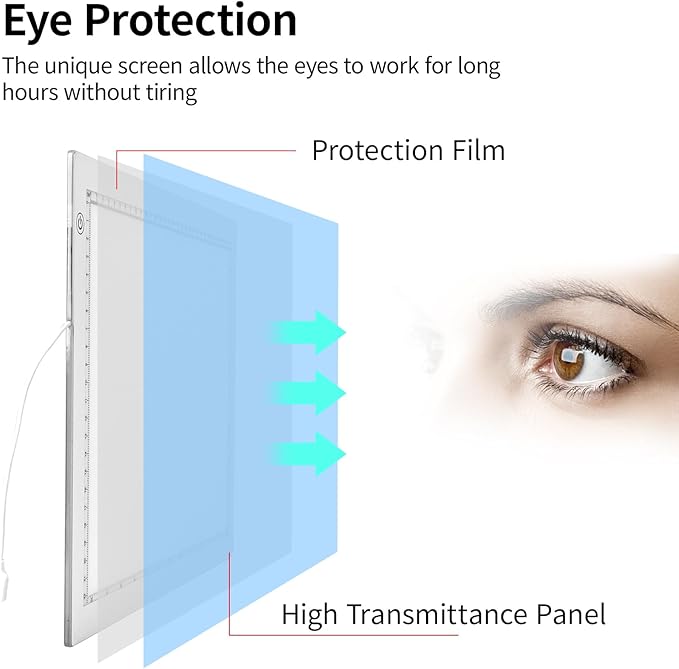 A4 LED Light Box for Tracing, elice Artist Drawing Lightbox Light Table Light Pad Light Copy Board, Up to 8000 Lux Super Bright Lightpad for Cricut Weeding Vinyl, Diamond Painting, Sketching (White)