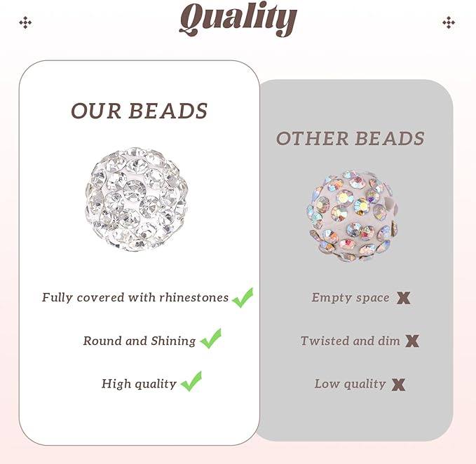 200pcs 10mm Rhinestone Beads for Jewelry Making, Pink AB Shiny Round Disco Ball Beads Bulk, Sparkle Crystal Clay Christmas for Bracelet Baseball Necklace Earring Crafting and DIY