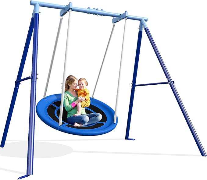 50-Inch Saucer Swing for Kids & Adults - Heavy-Duty 600 lbs Capacity, Indoor & Outdoor Use, Easy Assembly, for Outdoor Fun & Autism Relaxation