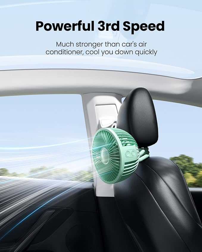 Gaiatop Oscillating Baby Stroller Fan with LED Night Light, 4 Speeds Cooling Rechargeable 360° Rotate Clip On, Battery Operated Small Portable Fans for Car Seat Crib Treadmill Travel