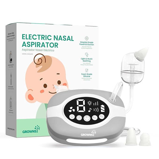 GROWNSY Electric Nose Suction for Baby, Hospital-Grade Nasal Aspirator with Night Light,Soothing Lullabies, Baby Nose Sucker with 9 Adjustable Suction Levels