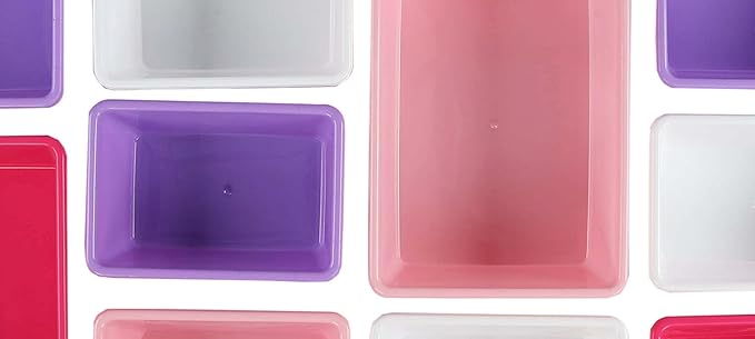 Humble Crew Kids Toy Storage Organizer with 12 Plastic Bins, White/Pink/Purple – Removable Bins for Playroom, Bedroom, Toddler Furniture for Boys and Girls Ages