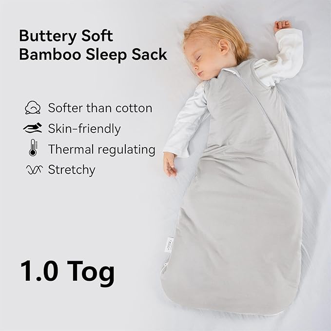 Rayon Made from Bamboo Sleep Sack 12-18 Months 1.0 Tog Ultra Soft Baby Wearable Blanket Toddler Sleeping Sack for Babies Unisex Girl Boy 2-Way Zipper Baby Sleeping Bag Breathable Lightweight Large