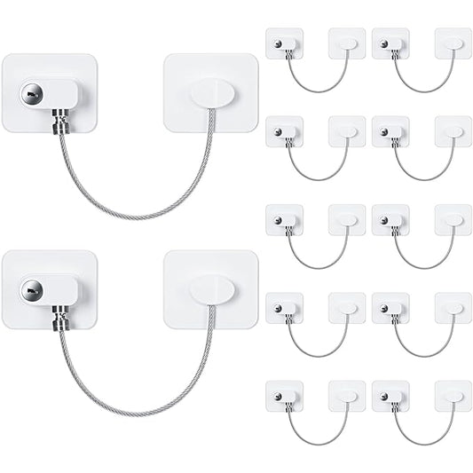 12 Pack Refrigerator Lock with 12 Keys Fridge Locks Combination Adhesive Child Safety Cabinet Freezer Door Lock Adult File Drawer Kitchen Appliance Furniture Closet(White)