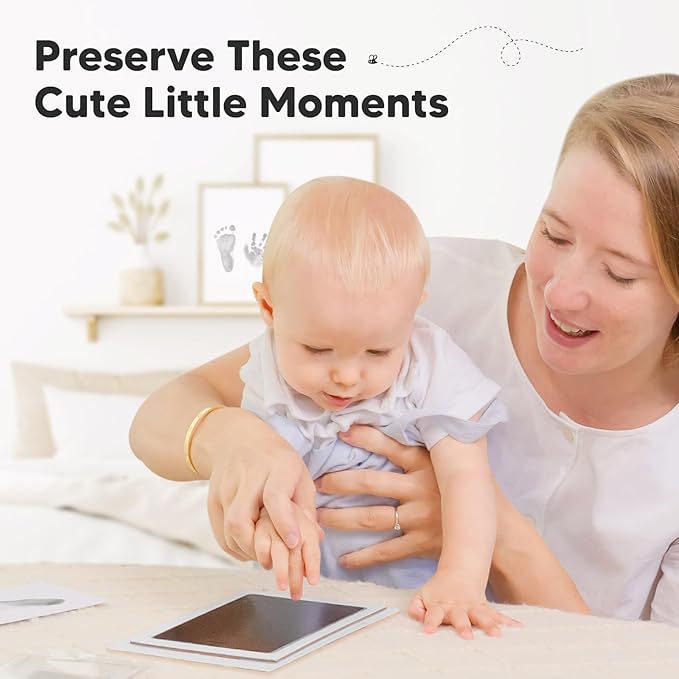 2-Pack Inkless Baby Hand and Footprint Kit - Mess Free Ink Pad for Newborn Keepsake, Dog Nose & Paw Print Kit, Clean Touch Ink Pad for Baby Hand & Footprints, Ideal New Mom Gifts (Jet Black, L)