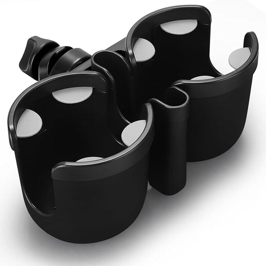 Accmor Stroller Cup Holder with Phone Holder, Universal Cup Holder for Uppababy Nuna Doona Strollers, 2-in-1 Bottle Phone Holder for Bike, Wheelchair, Walker, Scooter