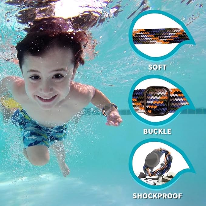 2 Pack Kids Bracelet Compatible with AirTag, GPS Kid Tracker Holder Braided Wristband for Apple Air Tag, 2022 Upgraded Nylon Adjustable Anti Lost Airtag Watch Band for Kids Children Elders