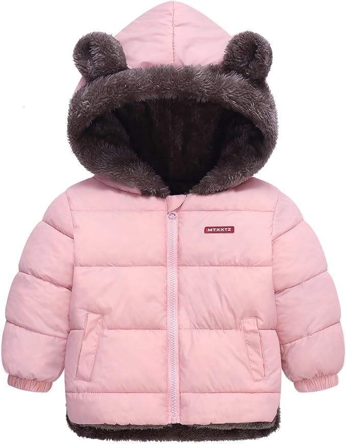 Infant Baby Winter Coat Bear Hooded Jacket Warm Fleece Snowsuit Windproof Outerwear for Toddler Boy Girl 9M-4T