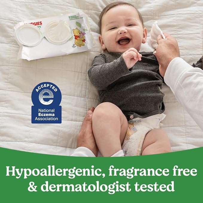 Huggies Natural Care Sensitive Baby Wipes, Unscented, Hypoallergenic, 99% Purified Water, 12 Flip-Top Packs (768 Wipes Total), Packaging May Vary