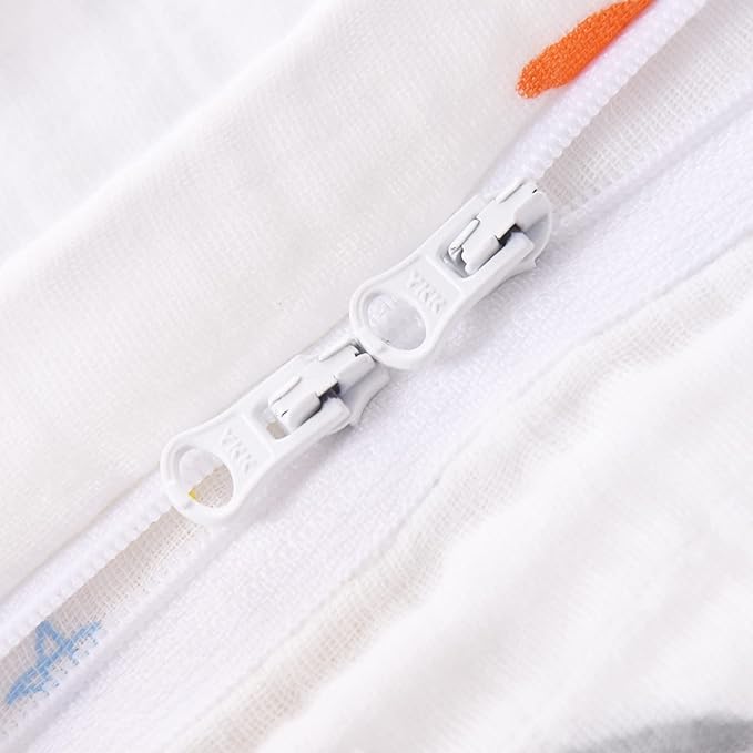 Toddler Sleep Sack for 2-4T Baby, Organic Cotton Wearable Blanket for Boys and Girls 0.5 TOG 2-Way Zipper Sleeping Sacks Soft 4 Layers X-Large Rocket